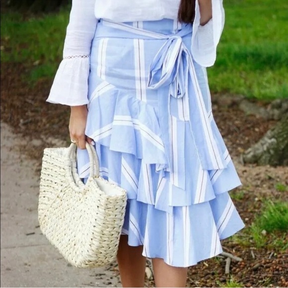 Zara Dresses & Skirts - Zara Asymmetrical Blue and White Skirt NWOT